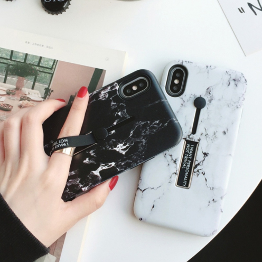 iPhone 7/8/Plus/X/XS/Max/XR Marble Loop Ring Case - Picture 2 of 8